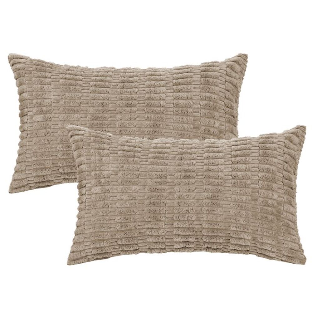 2pcs Corduroy Decorative Throw Pillow Covers Modern 12 x 20 Inch Brown